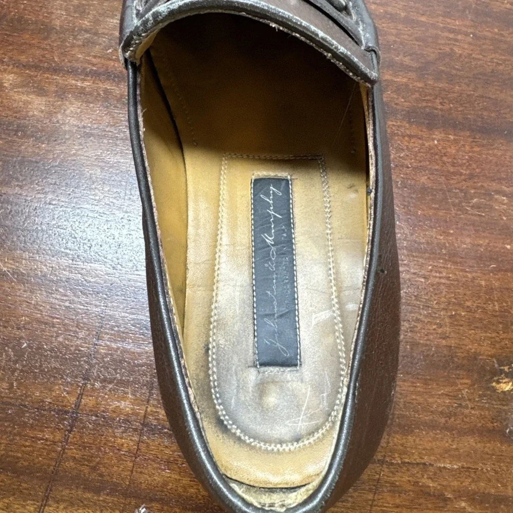 Johnston & Murphy Brown Pebbled Leather Horsebit Loafers Hand Crafted Italy 10M